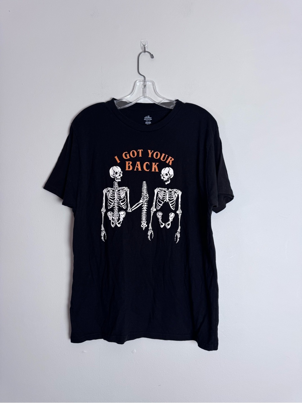 Black Graphic Tee with Skeletons – I Got Your Back M